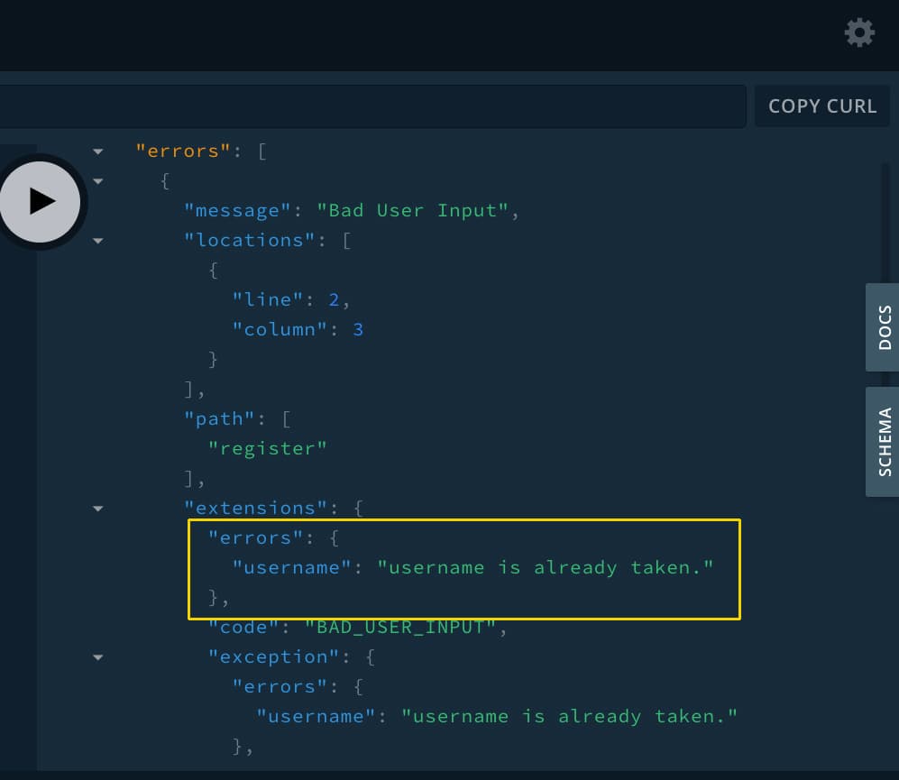 Error messages with Prisma in Playground
