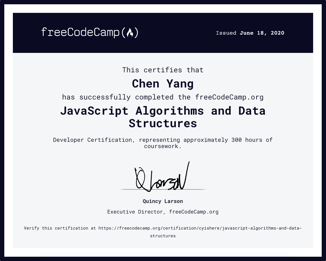 JavaScript Algorithms and Data Structures Certification
